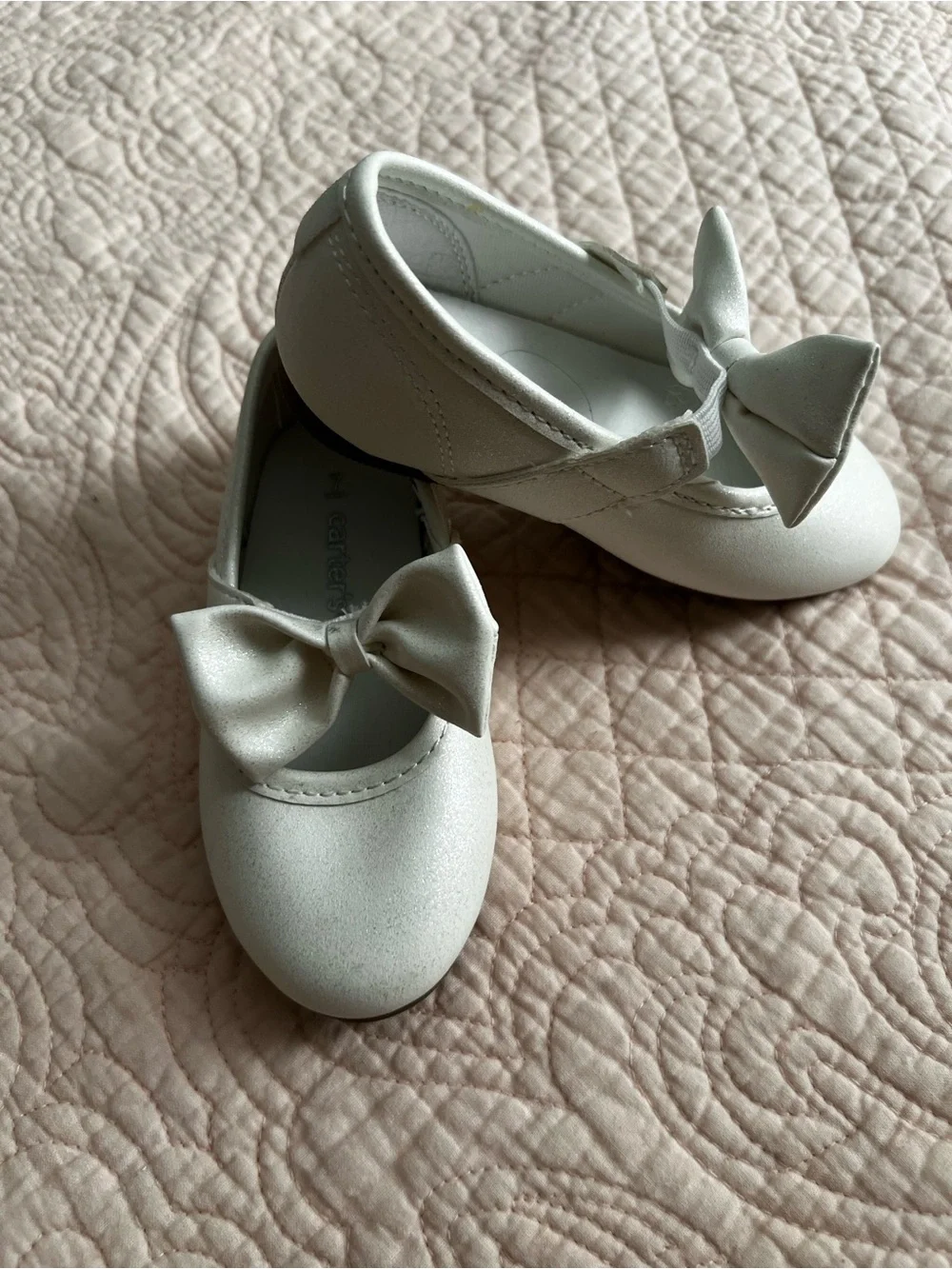 Carter's White Girls Bow Mary Jane Dress Shoes